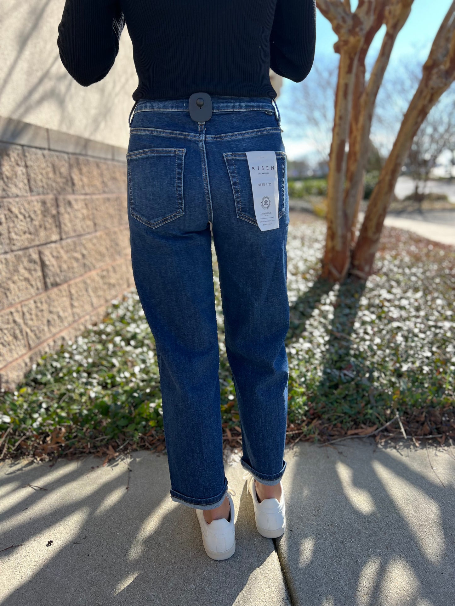 Risen High Rise Crop Boyfriend Tapered Jeans