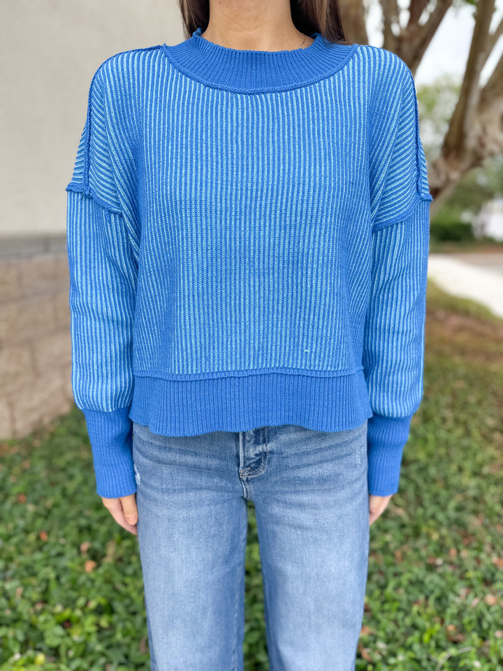 Courtney Ribbed Sweater - Blue