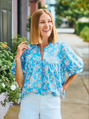 Maggie Top - Pretty Petals Blue