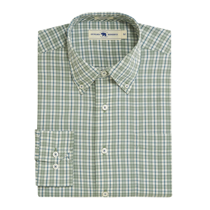 Onward Reserve Market Tailored Fit Brushed Performance Button Down - Sea Spray