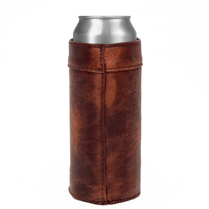 Mission Mercantile Campaign Leather Slim Can Koozie - Whiskey