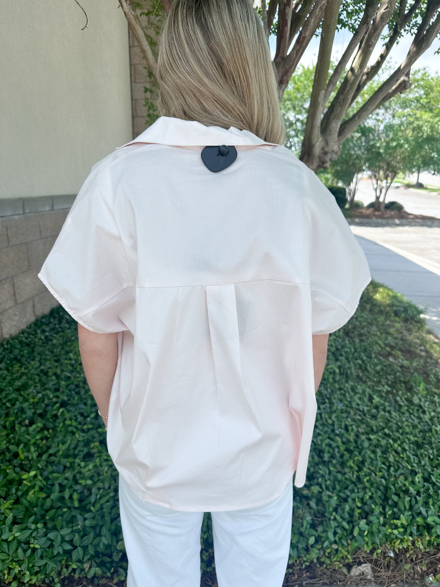 Helen Signature Collar Top - Pale Pink