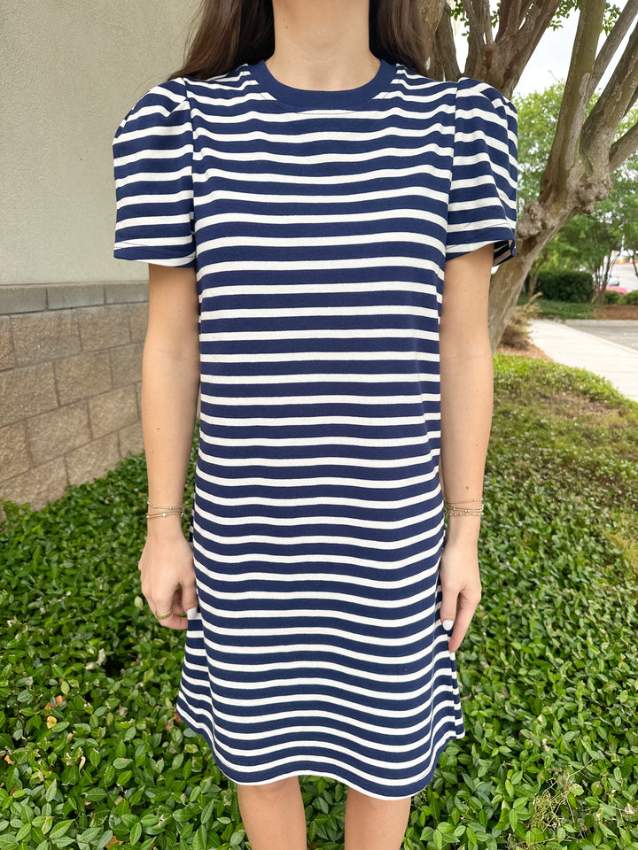 Carolina T-Shirt Dress - Navy & White