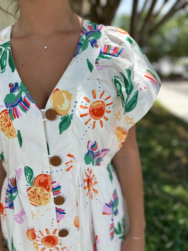 Toucan Fruit Button Down Maxi