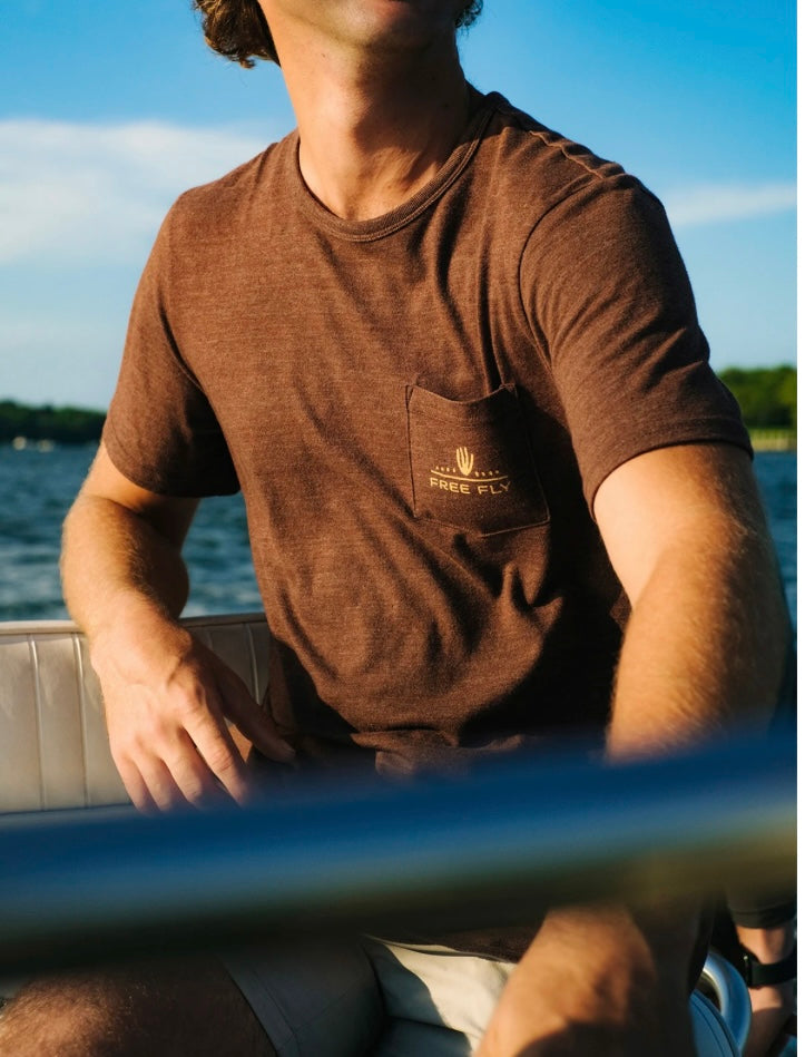 Free Fly Men’s Dueling Reds Pocket Tee - Heather Chestnut