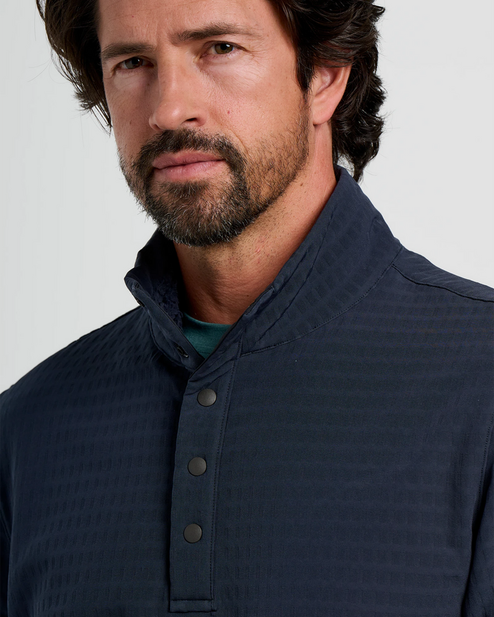 FreeFly Men’s Gridback Fleece Snap Pullover - Deep Navy
