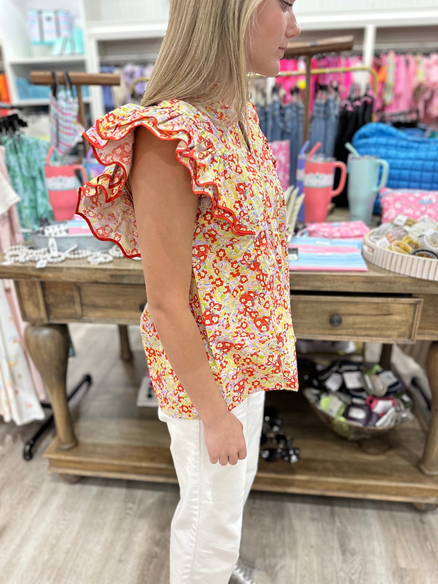 Annie Ruffle Sleeve Top