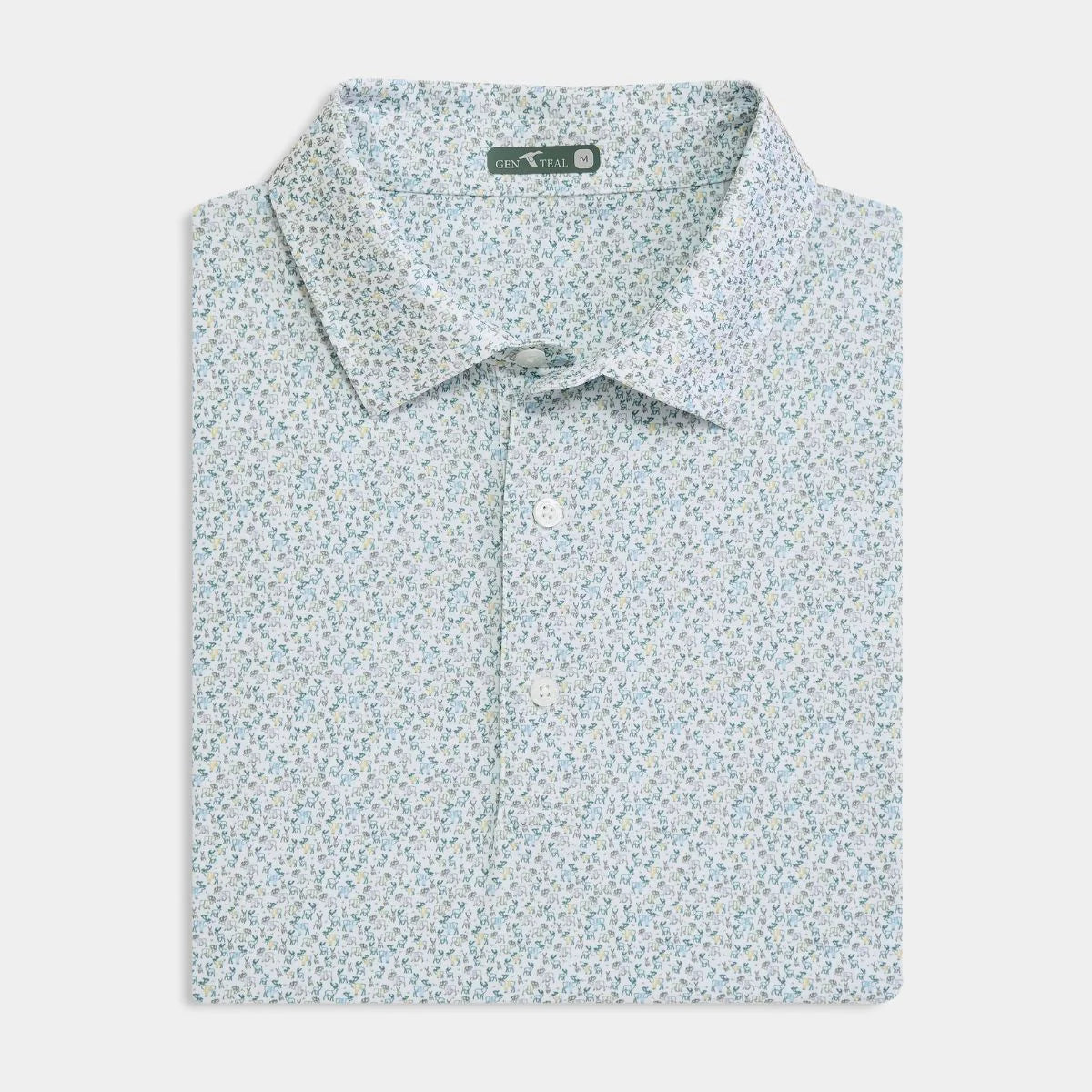 Genteal F25 Youth Sweatered Stag Printed Polo - White