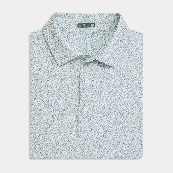 Genteal F25 Youth Sweatered Stag Printed Polo - White