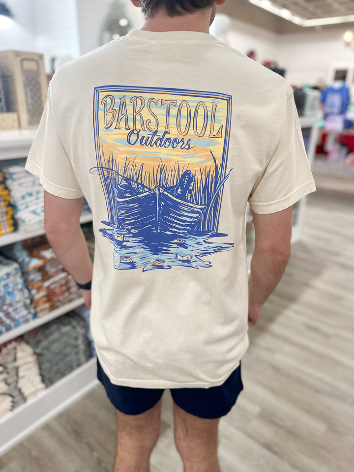 Barstool Outdoors Fishing Boat S/S Pocket T-Shirt - Ivory