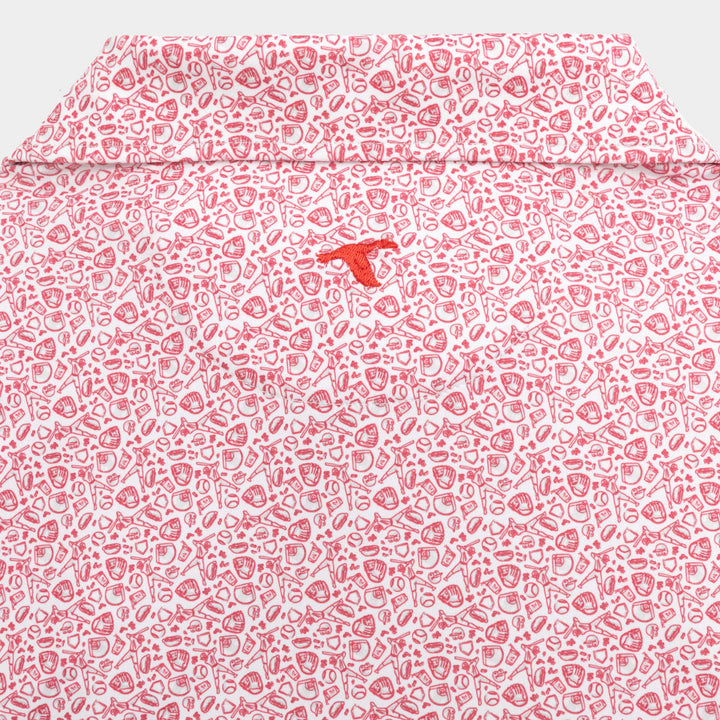 Genteal S26 Fastball Printed Performance Polo - Red