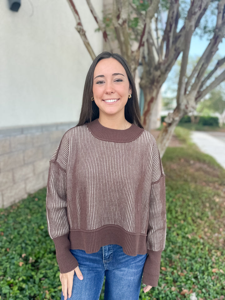 Courtney Ribbed Sweater - Brown