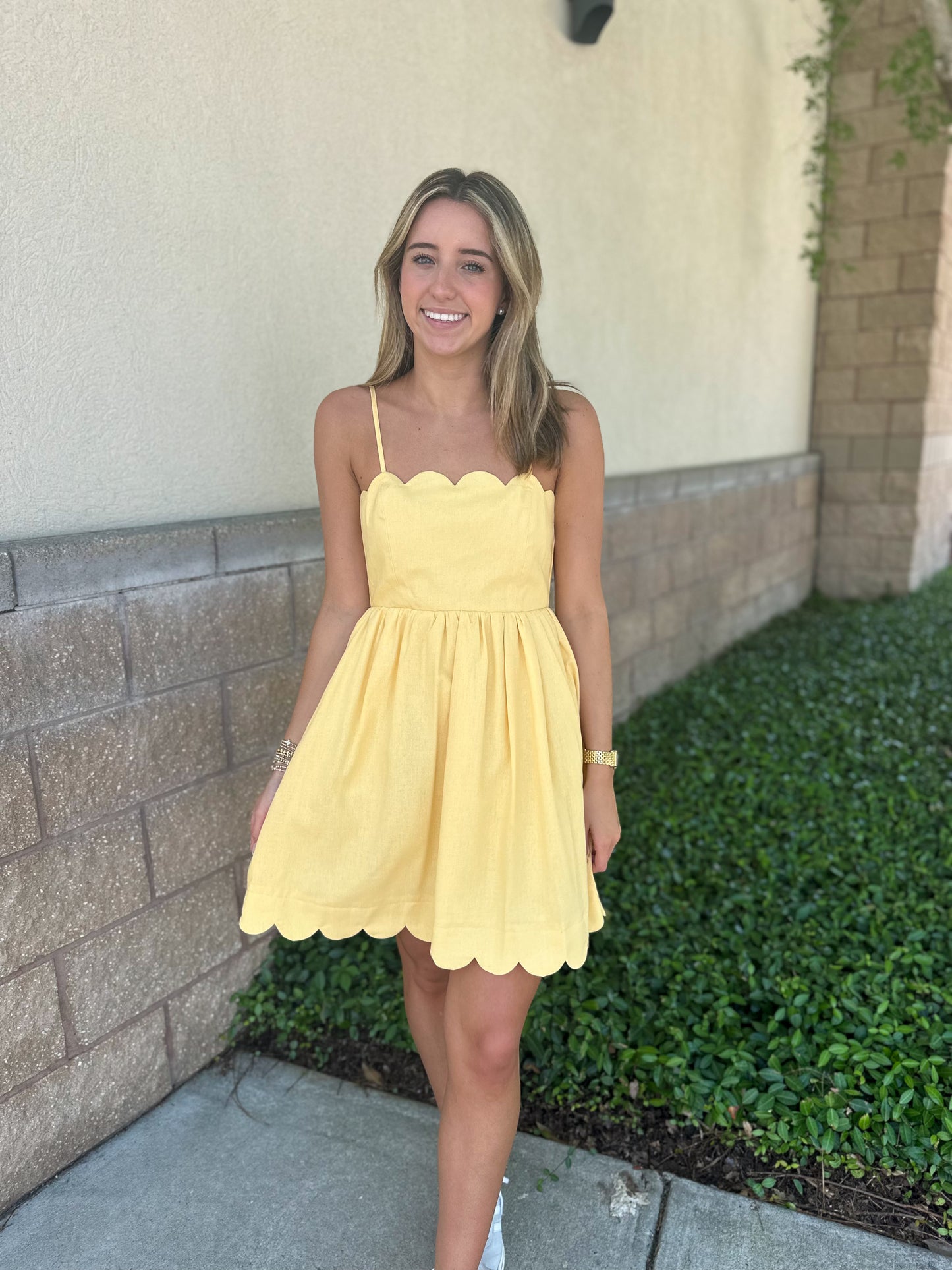 Scalloped Solid Mini Dress