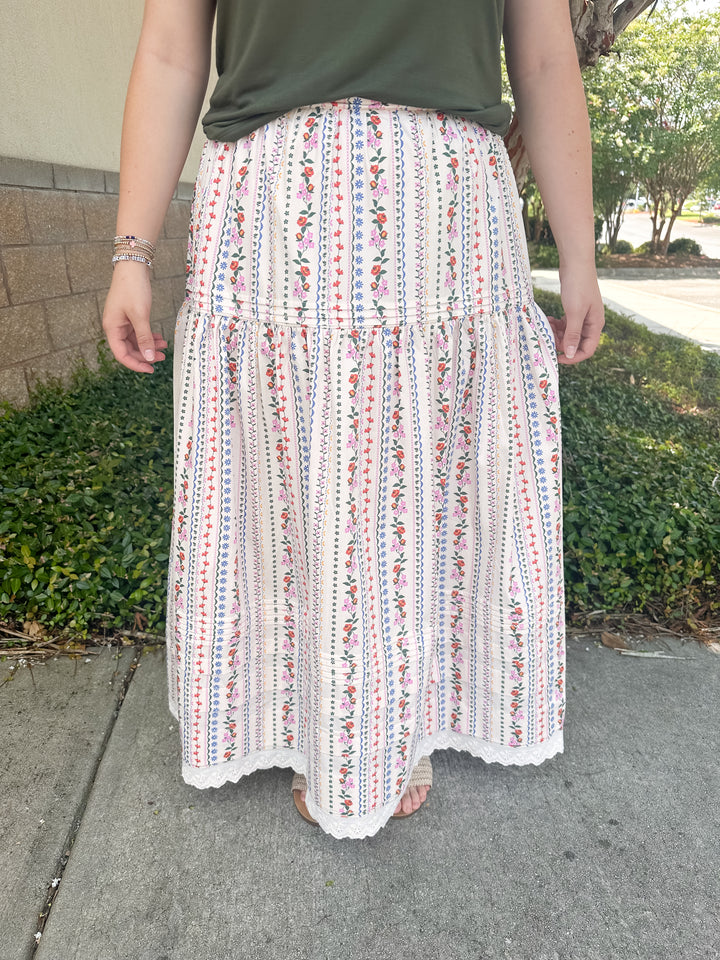 Pink Vines Maxi Skirt