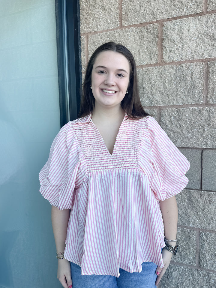 Lynn Striped Top - Pink