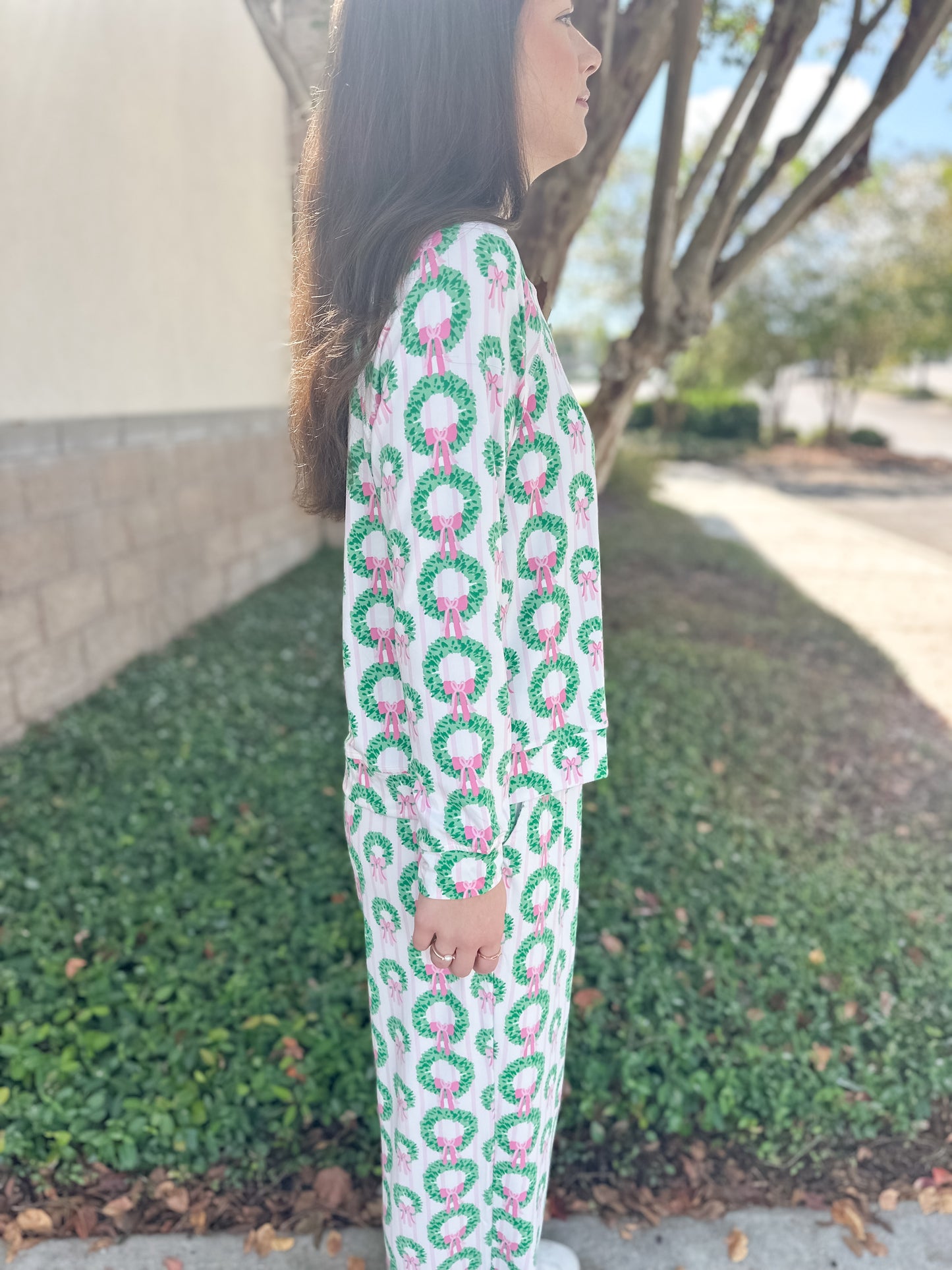 MS Annie PJ Pant Set - Rosy Wreaths