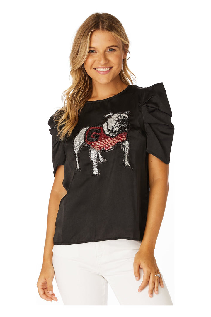 Sequin Puff Sleeve Shirt, Georgia