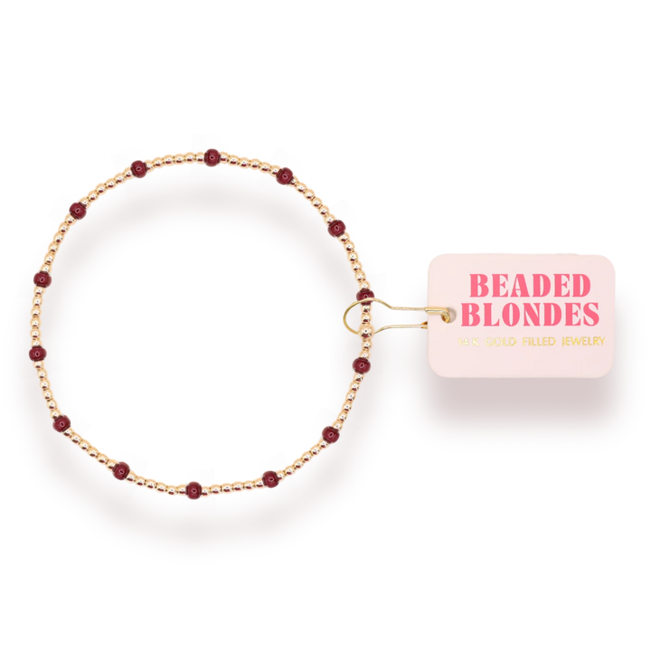 Beaded Blondes Maroon Dainty Poppi Bracelet