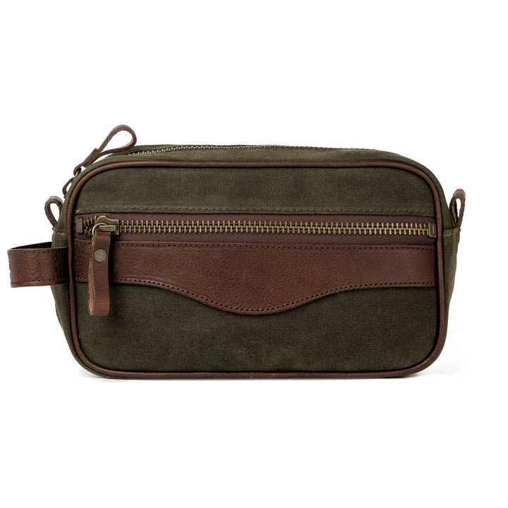 Mission Mercantile Campaign Waxed Canvas Toiletry Shave Kit - Smoke Forest