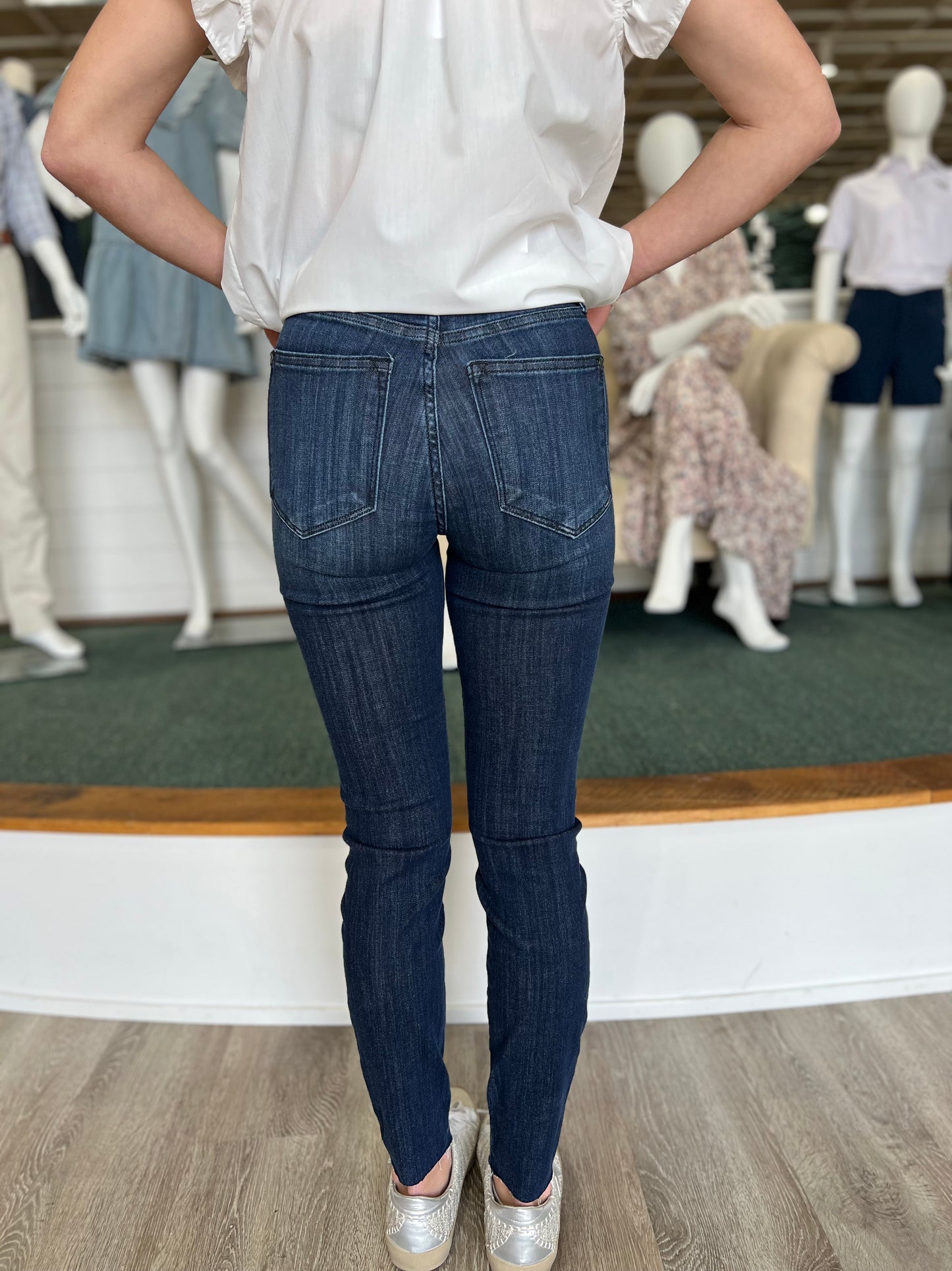 Eliza Judy Blue Skinny Raw Hem Jeans