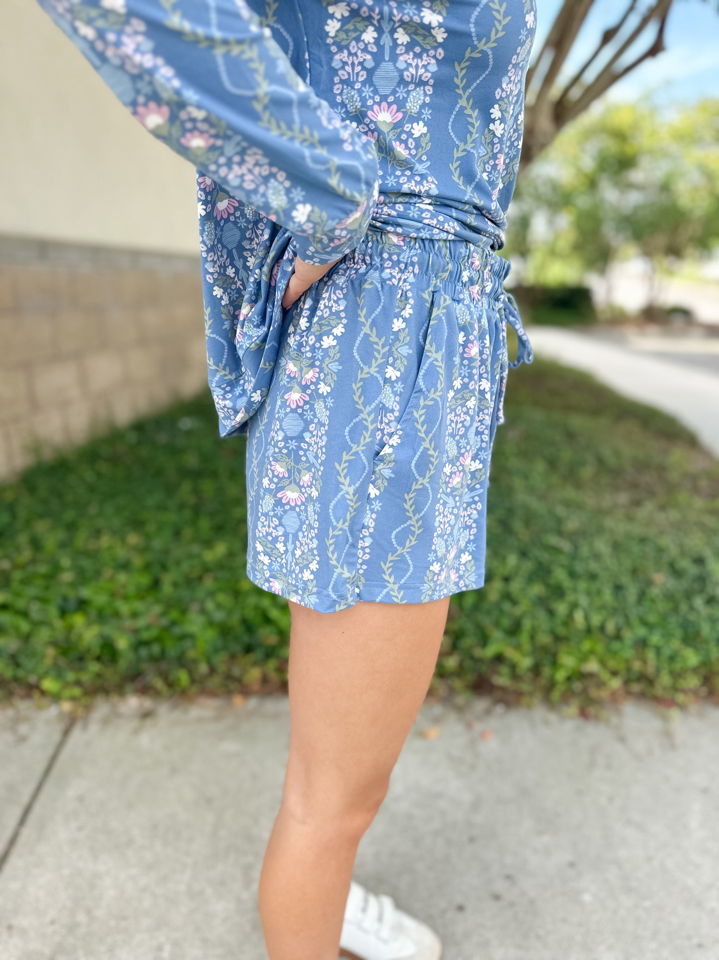 Annie Ivy Lane Pajama Short Set - Blue