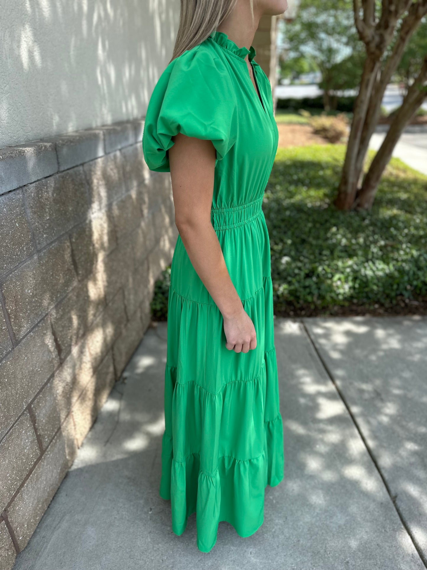 Jade Tiered Puff Sleeve Maxi