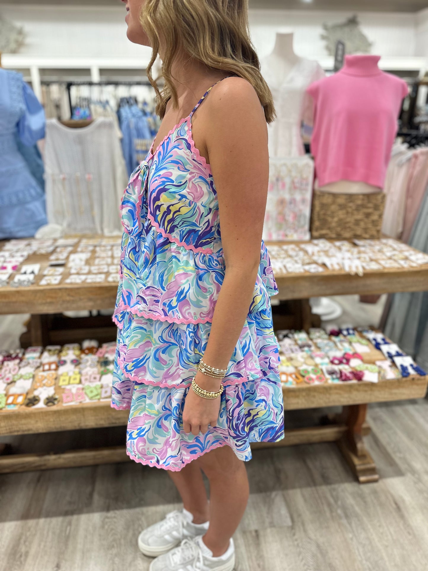 Krista Ruffle Dress - Yellow Pattern