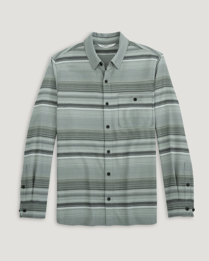 FreeFly Men’s Seawool Flannel Shirt - Sagebrush Stripe
