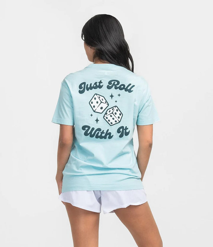 SSCO Women’s On My Mind Puff Print S/S Pocket T-Shirt - Aquamarine