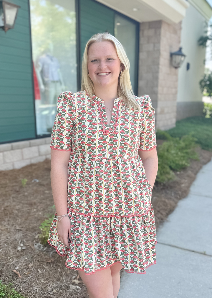 Adelyn Dress - Honey Vines Coral