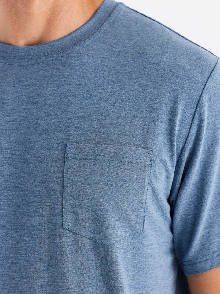 Free Fly Men’s Bamboo Flex Pocket Tee - Heather Deep Water