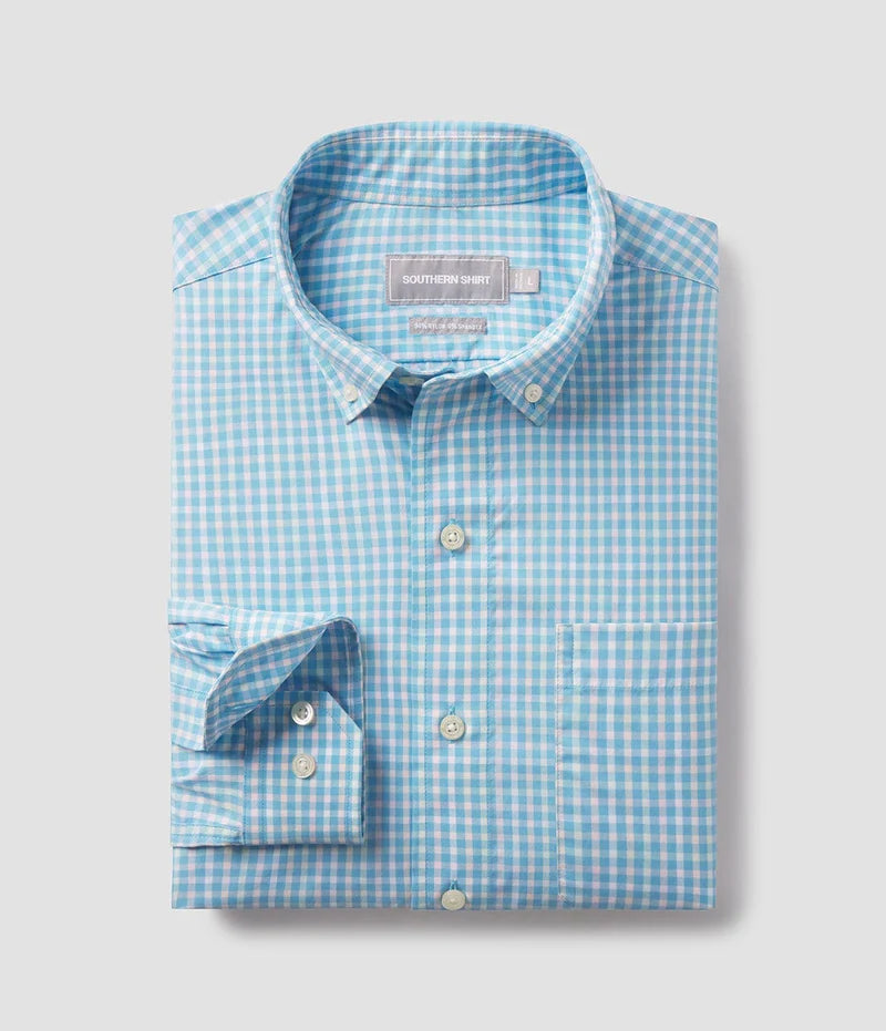 SSCO Youth Boy’s Samford Check Button Down - Aquaverde