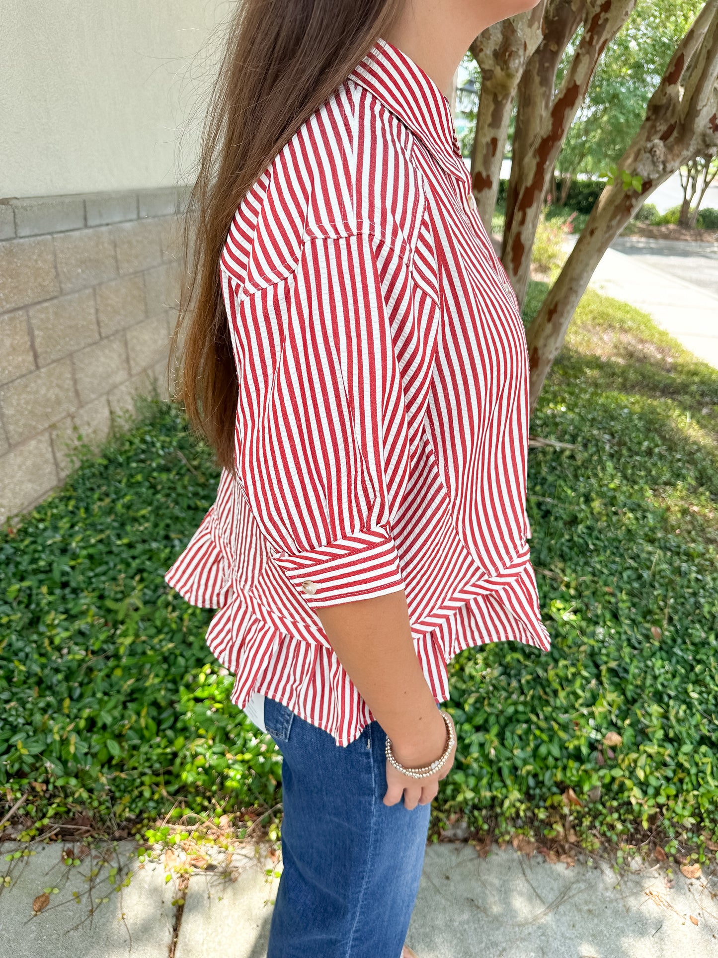 Striped Ruffle Top