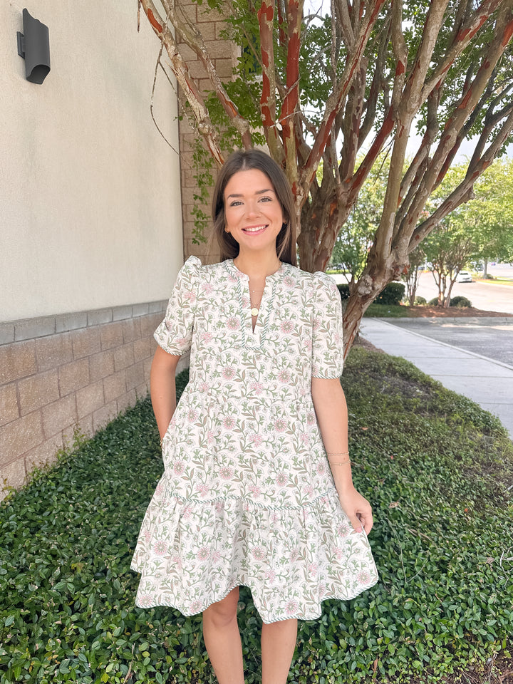 Adelyn Dress - Thistle Vines Sand