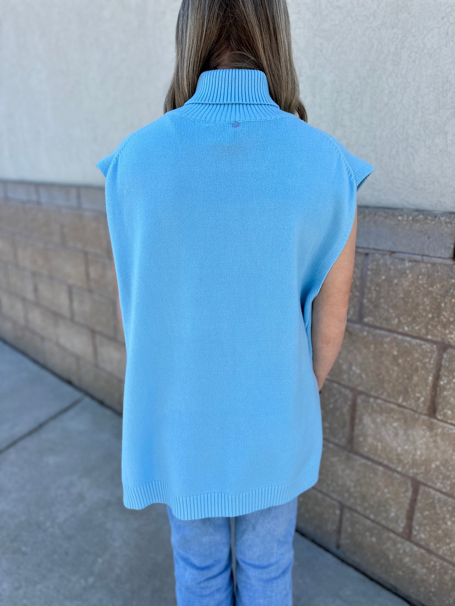 Bailey Turtleneck Hi/Lo Sweater - Baby Blue