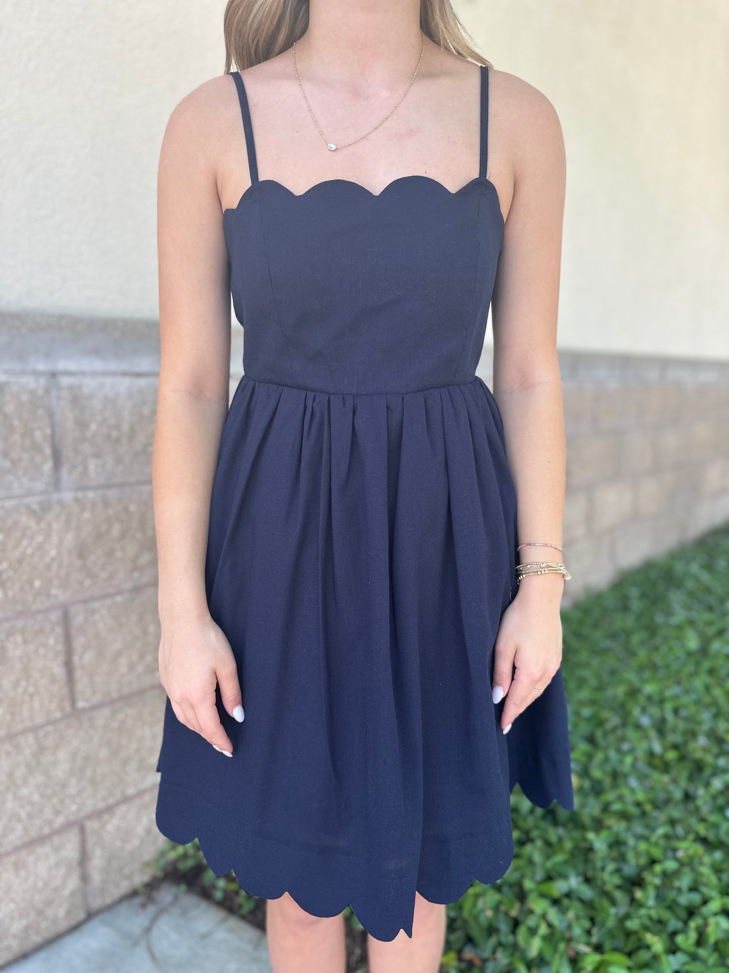 Scalloped Solid Mini Dress