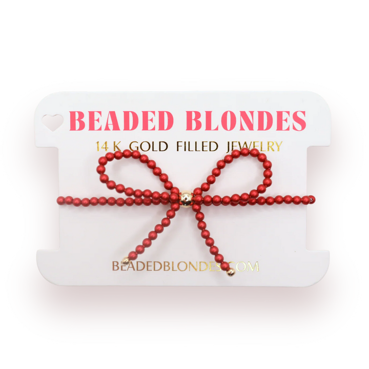 Beaded Blondes - Red Pearl Bow