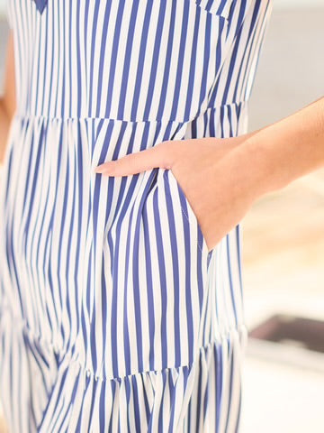 Newport Dress - Stripped Blue