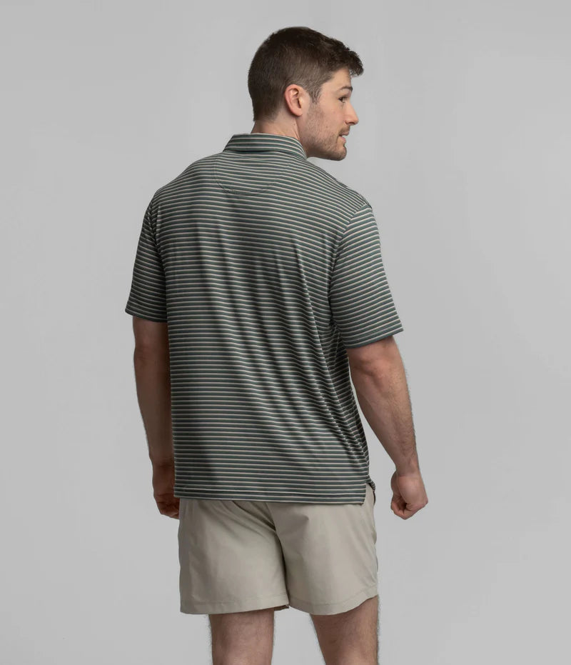 SSCO Men’s Crestline Stripe Performance Polo - Dark Forest