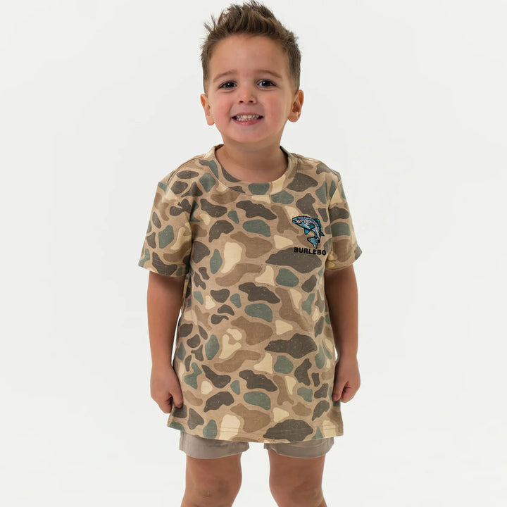 Burlebo Youth Pintail Camo S/S Tee - Jumping Trout