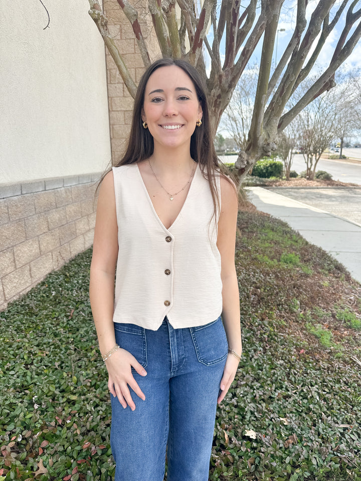 Noelle Textured Tank Top - Whisper White