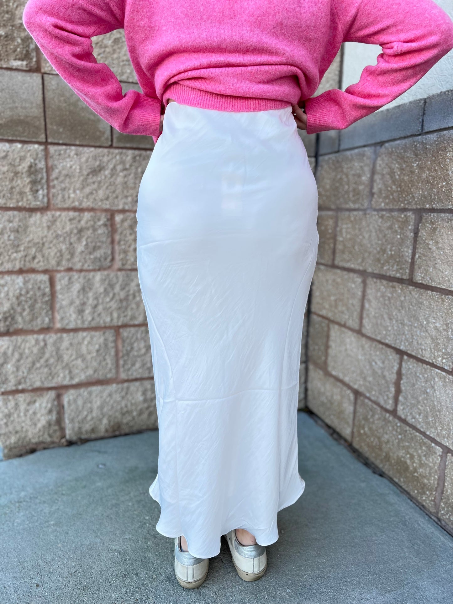Europa Poly Sheen Skirt - Sea Salt