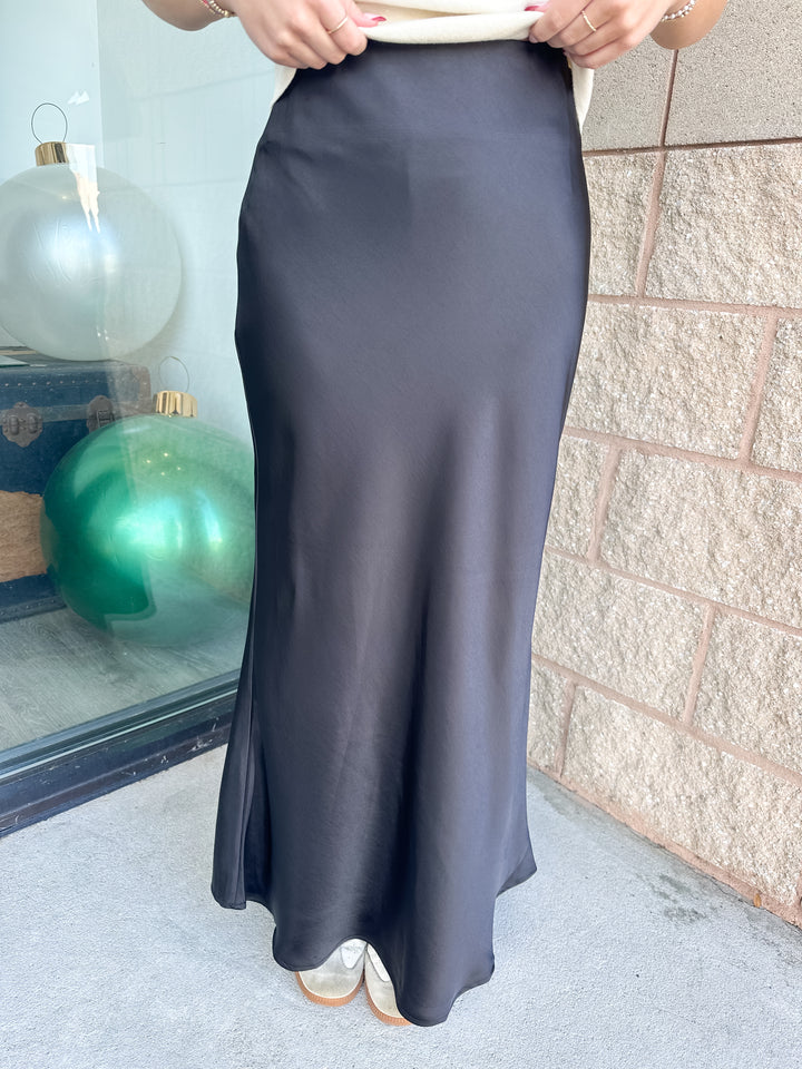 Pasha Satin Midi Skirt