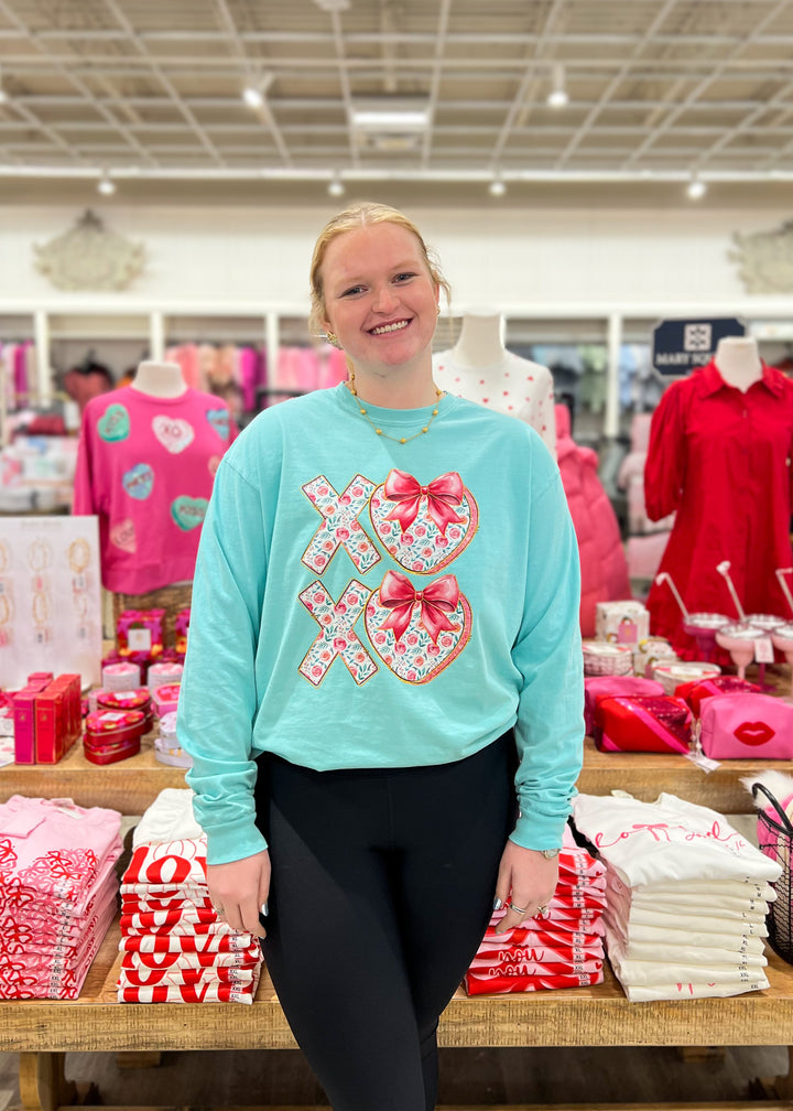 FLORAL XOXO BOW L/S Tee