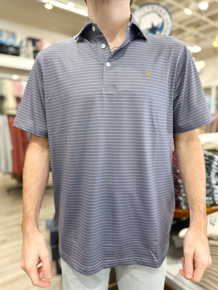 S. Casanova F25 Blue Stone Stripe Performance Polo