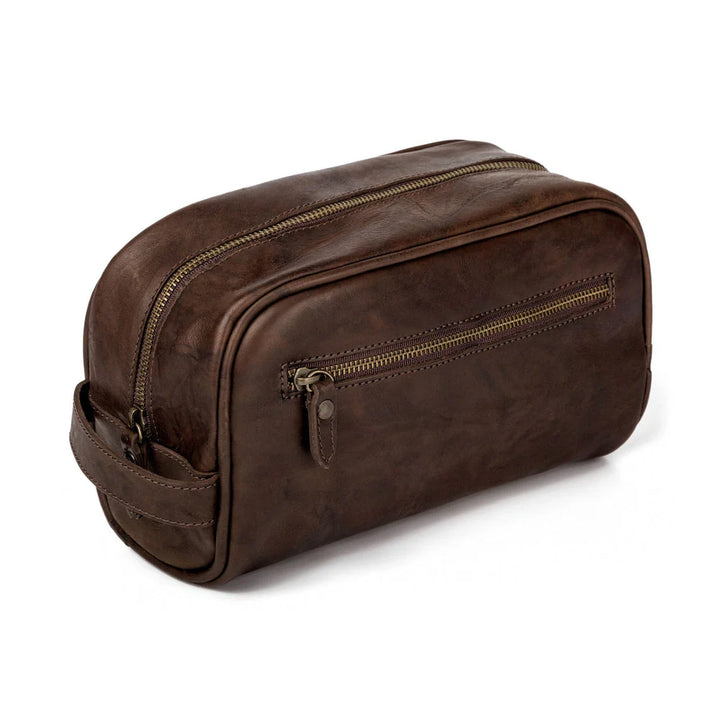 Mission Mercantile Benjamin Leather Toiletry Wash Bag - Walnut