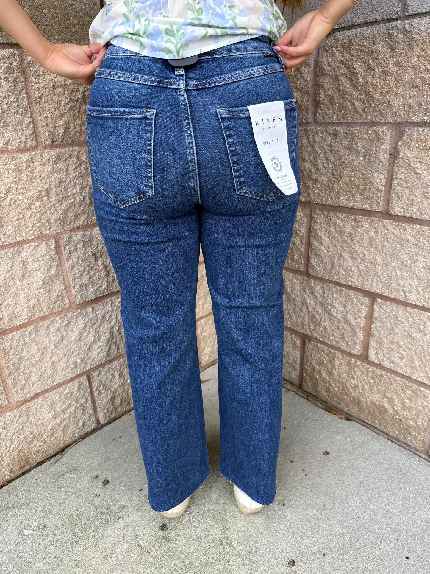 Meredith Dark Wash Wide Leg Risen Jeans