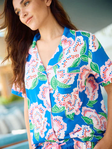 Charlotte PJ Pant Set - Petal Tango Blue