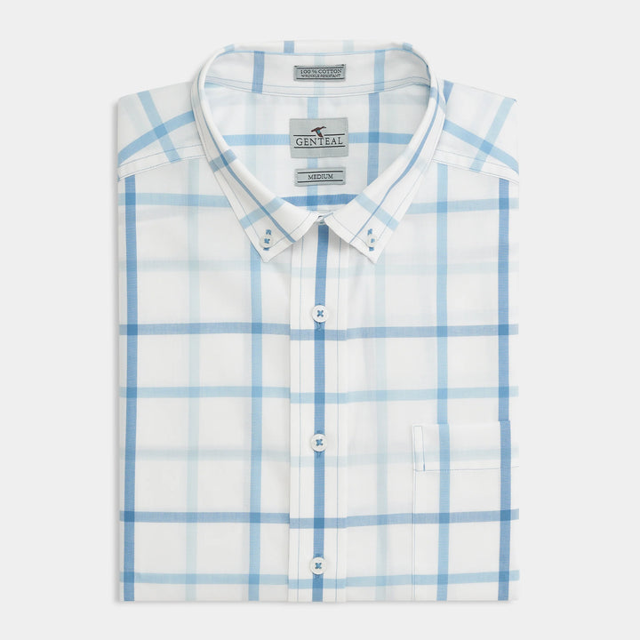 Genteal Spring ‘25 Windowpane Sport Shirt - Shy Blue