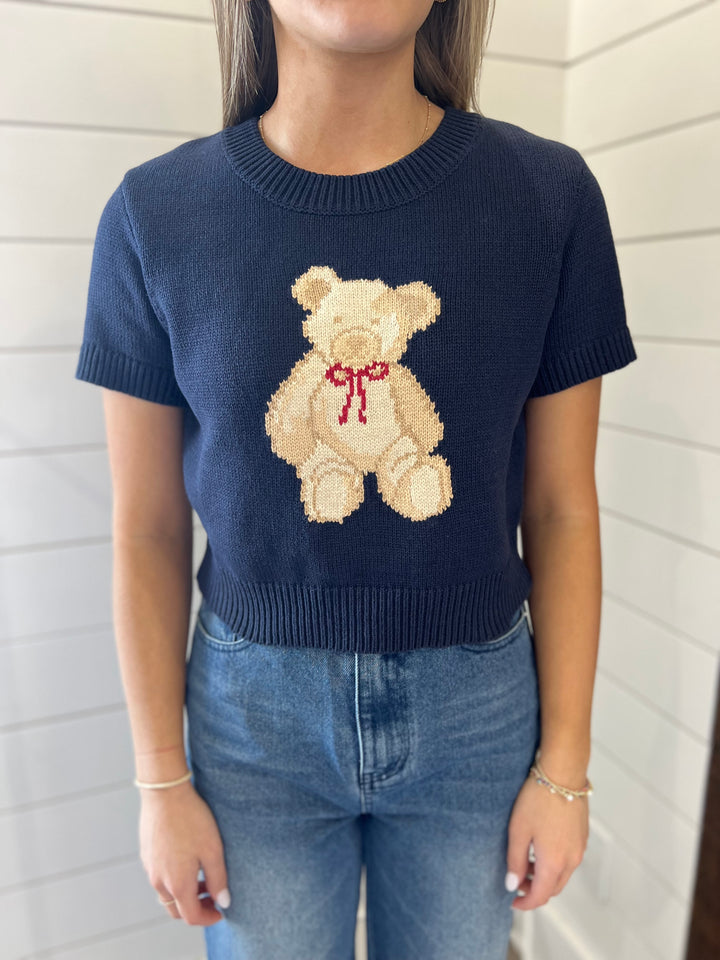 Teddy Sweater Top - Navy